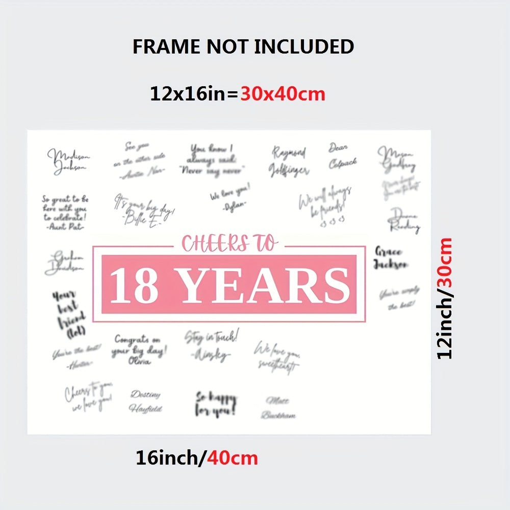 Pink 18th Birthday Decorations for Women Sign-In Board and Poster 12x16 Unframed Party Supplies