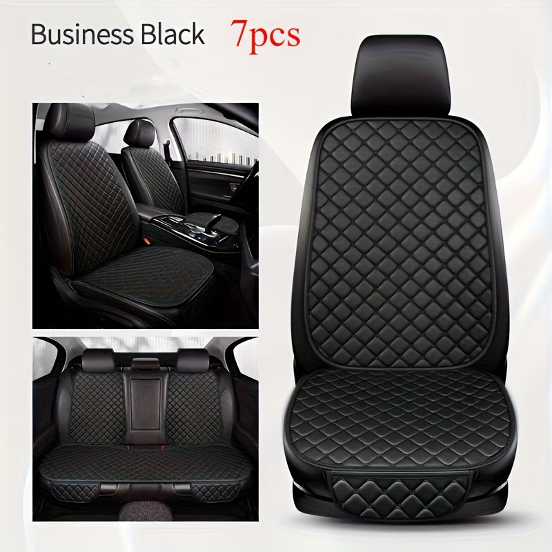 Cojín de asiento de coche de cuero PU universal con bordado de estrella para 5 asientos, todas las estaciones