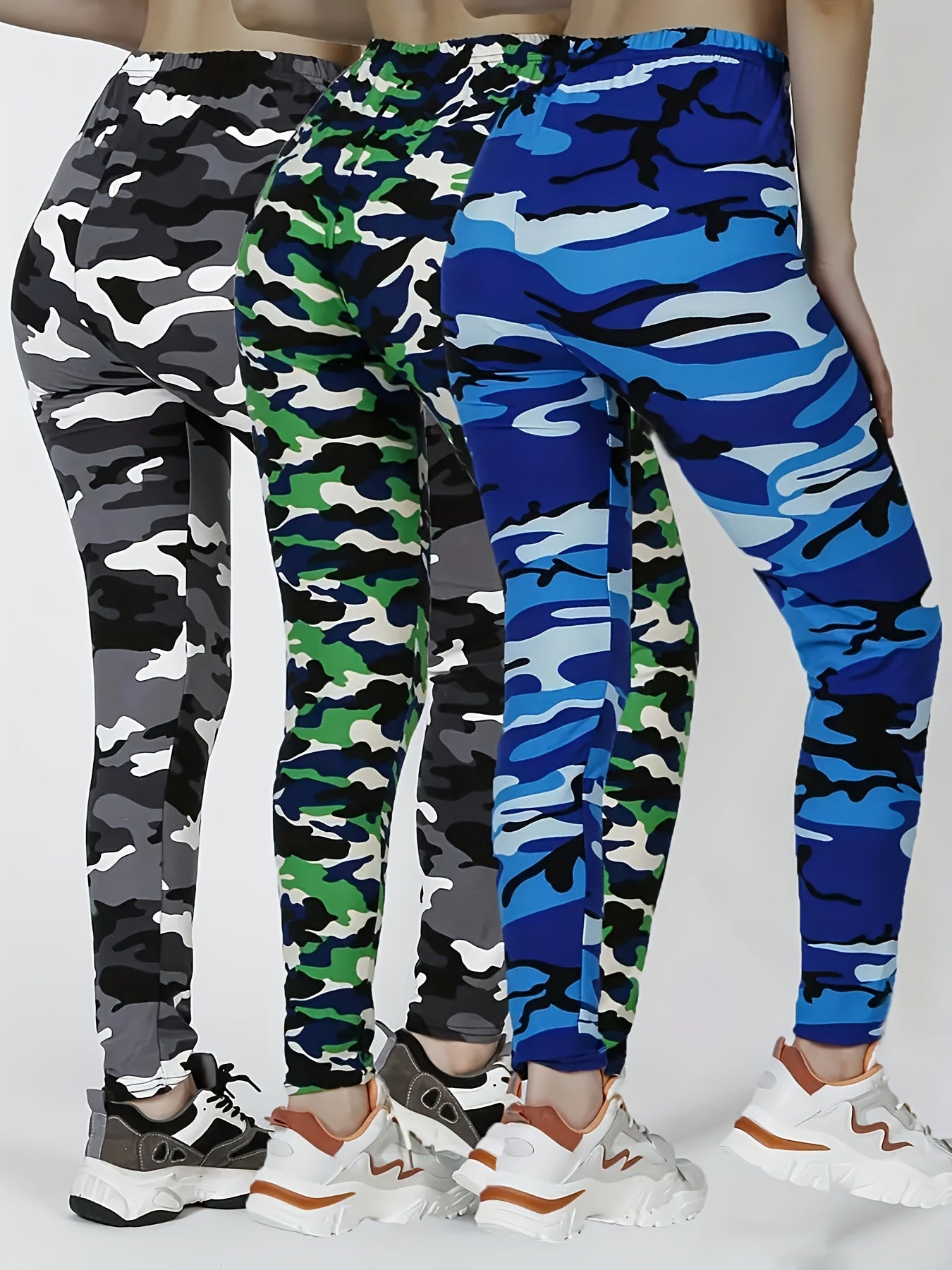 Women's Camouflage Leggings Set Large Size Lightweight Polyester Casual Spring Summer