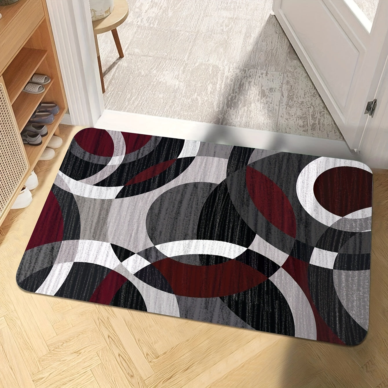 Zamonaviy Nordik geometrik naqshli gilam, mashina bilan yuviladigan pol matosi, mehmonxona va yotoq xonasi uchun