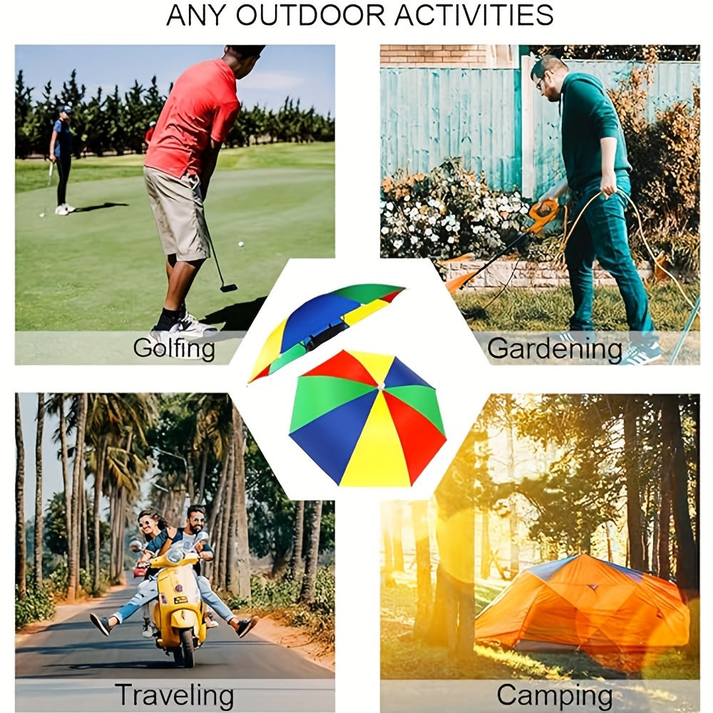 Elastic Headband Umbrella Hat for Camping and Fishing UV Protection Blue