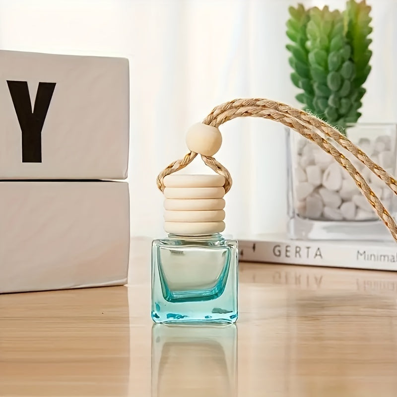 Empty Square Glass Bottle 8ml Perfume Diffuser Aromatherapy Car Pendant