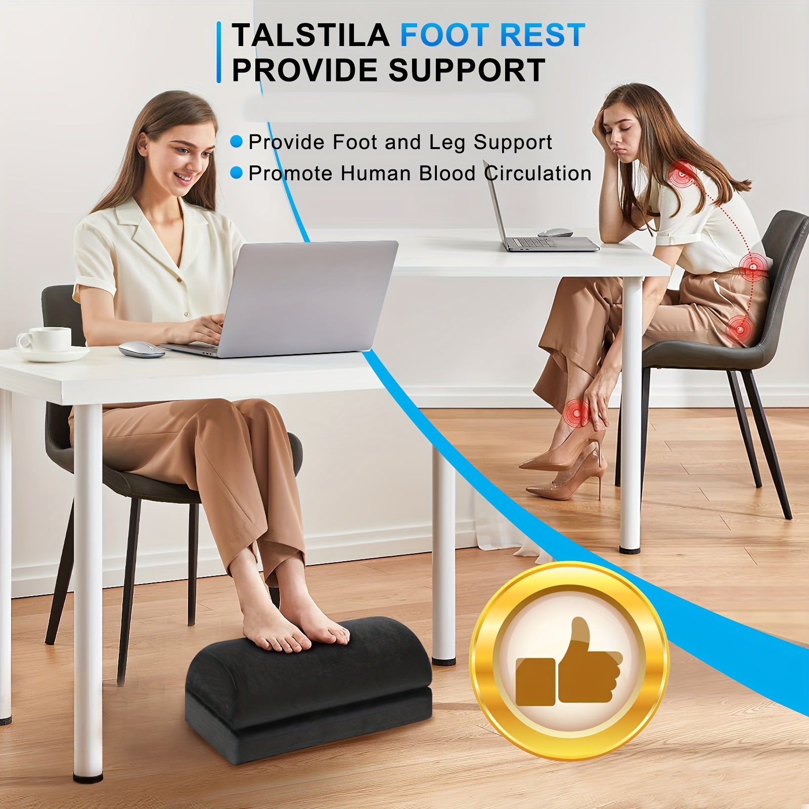Ergonomic Black Felt Foot Rest with Adjustable Height and Plush Pockets
