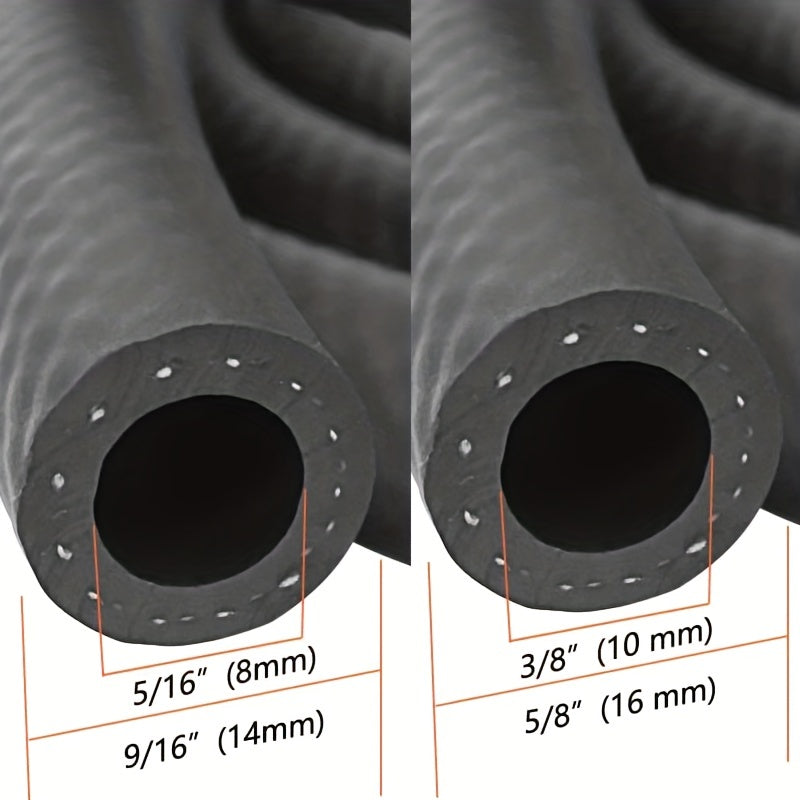 Fuel Line Hose Kit 5/16 and 3/8 Inch Low-Pressure 5 Feet with Clamps