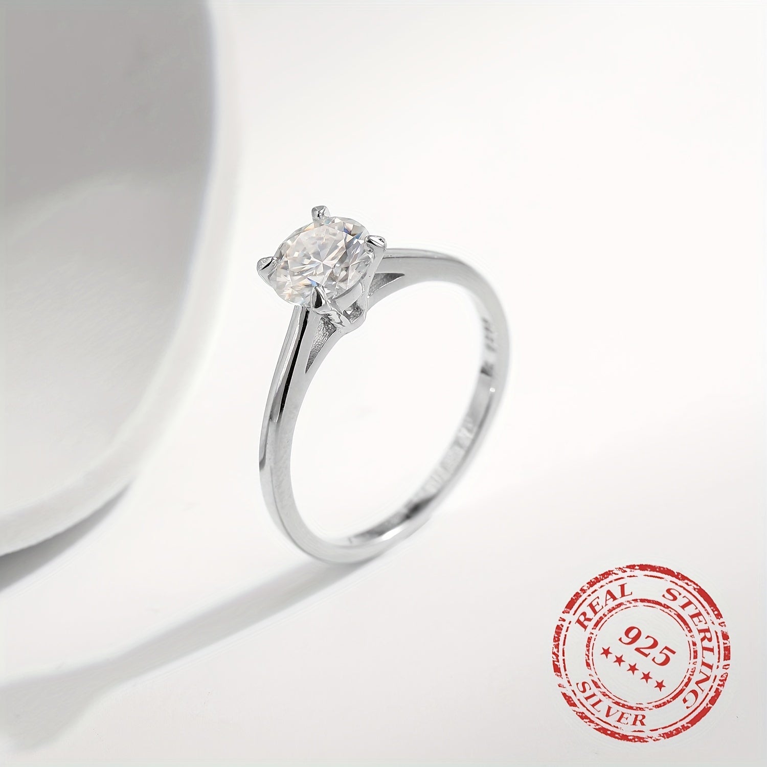 1 Carat Moissanite Engagement Ring for Women Sterling Silver Solitaire D VVS