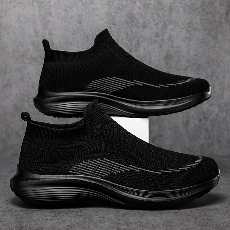 Men's Slip-On Knit Sneakers with Breathable Fabric and Non-Slip Soft Soles