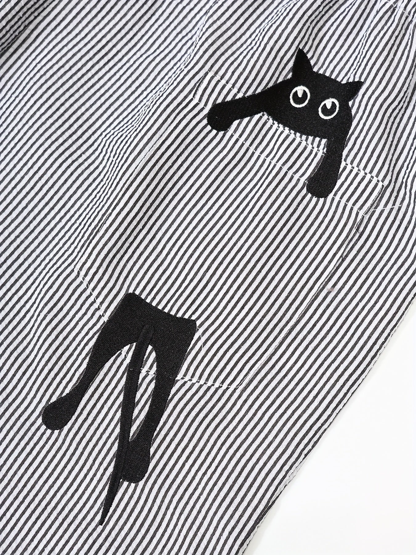 Брюки для женщин больших размеров с вышитым котом и полосками, длиной до середины бедра, серые, с ребристой тканью и шнурком, летний отпуск