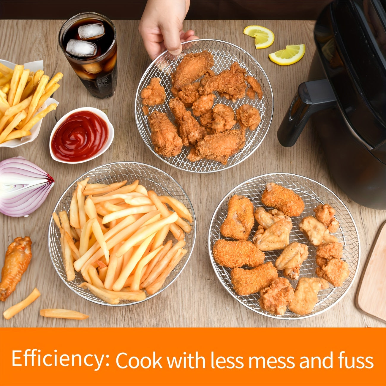 3-in-1 Air Fryer Accessories Set Stainless Steel Stacking Rack Dehydrator Baking Rack