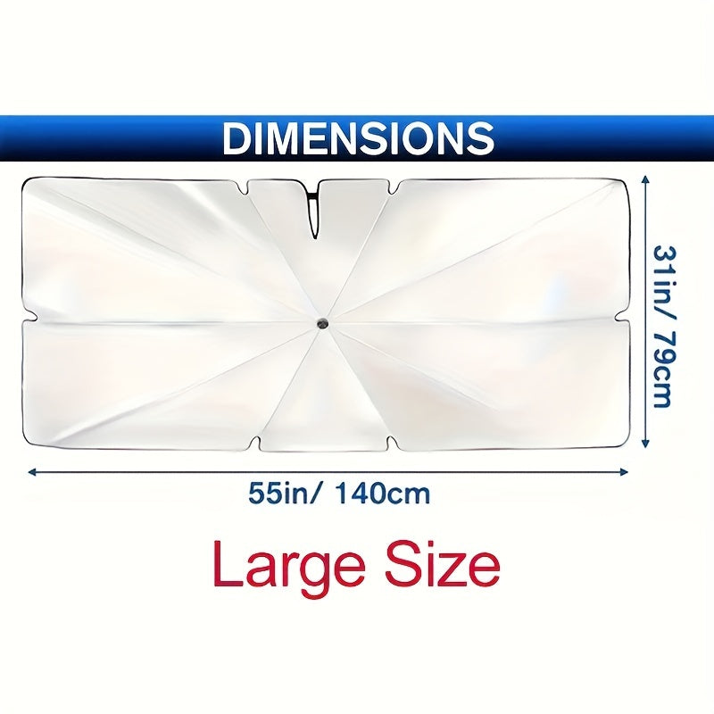 Car Sunshade Umbrella with Curved Handle Open End Sun Protection Heat Insulation
