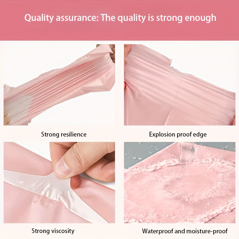 Pink Waterproof Self-Adhesive Courier Bags Bulk Pack of 50 for Shipping Clothes Books