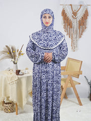 Women's Long Floral Print Loose Fit Robe Polyester Elastane Machine Washable for Ramadan
