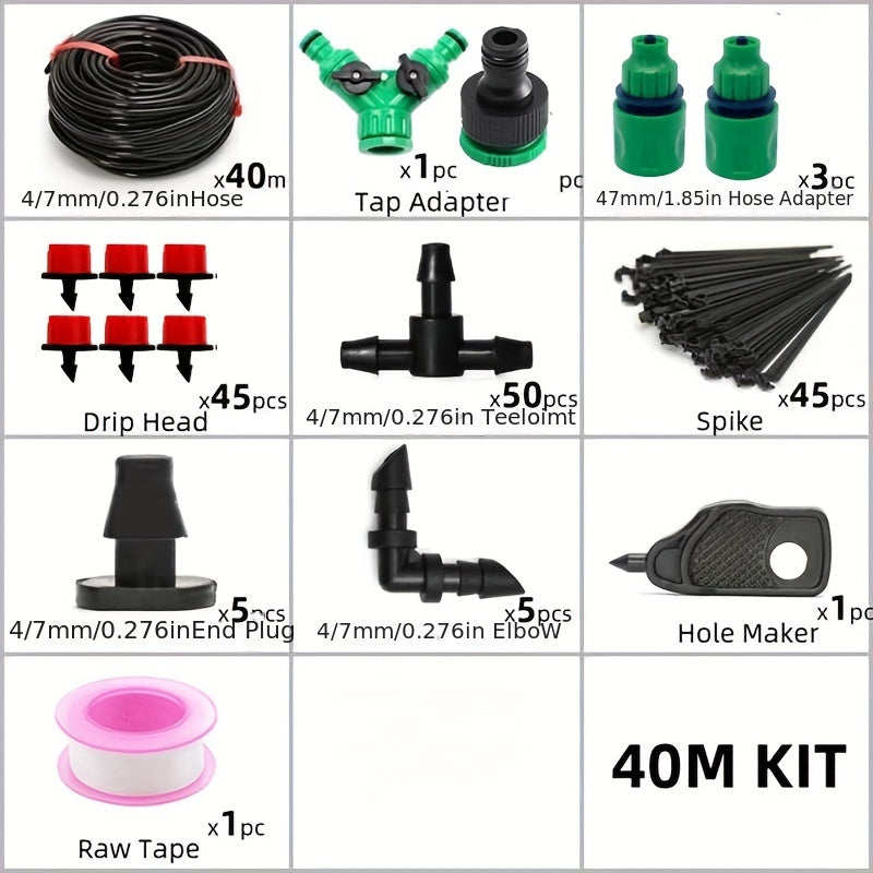 Adjustable PVC Micro Drip Irrigation System Kit for Garden Plant Watering 5-40m