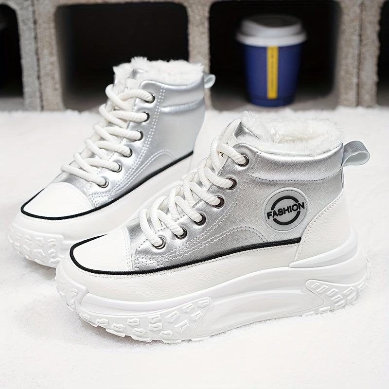 Women's Fleece-Lined Thick-Soled Ankle Boots and Running Shoes Warm Winter