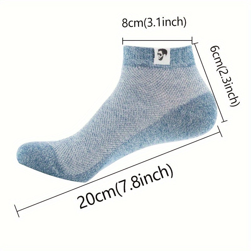 Men's Mid-Calf Socks 6 Pairs Breathable Mesh Anti-Odor Sweat-Absorbing Summer