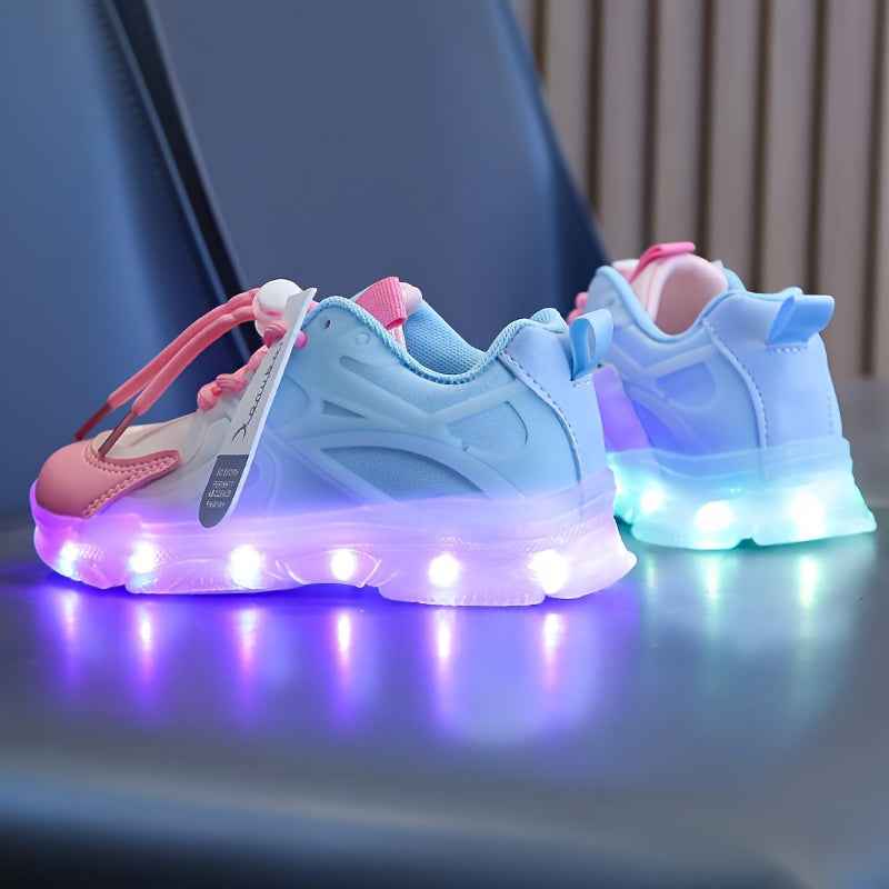 Rechargeable LED Sneakers for Boys with Shock-Absorbing Non-Slip Sole for Running and Training