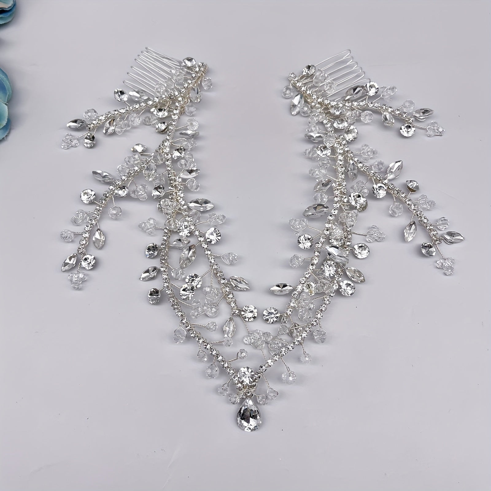 Bohemian Bridal Headpiece with Single Crystal Pendant Forehead Chain Jewelry for Weddings