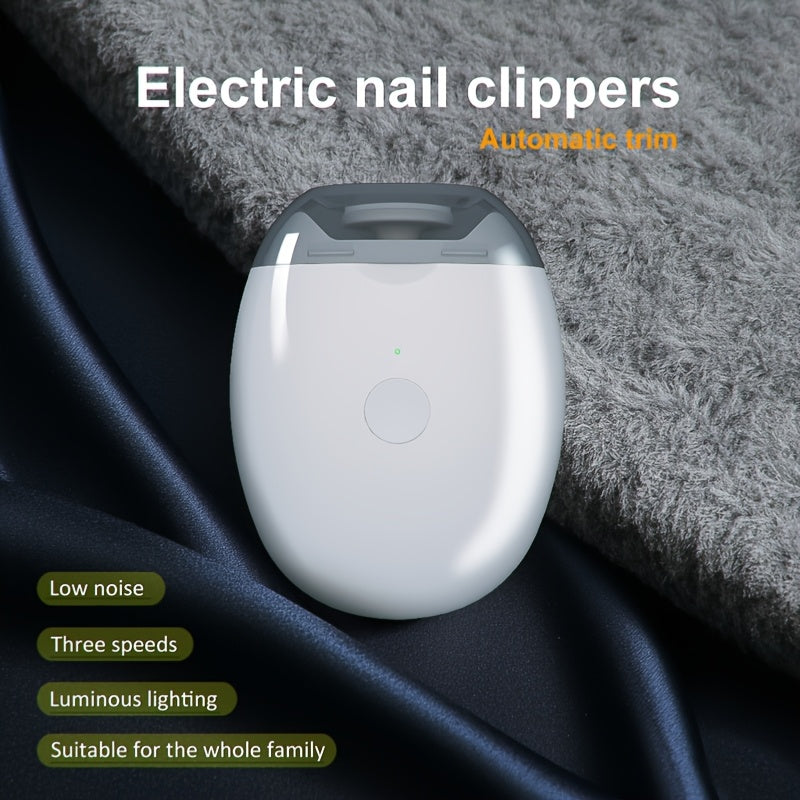 Electric Nail Clippers and Grinder with USB Charging LED Night Light Adjustable Speeds Low Noise Ergonomic for All Ages