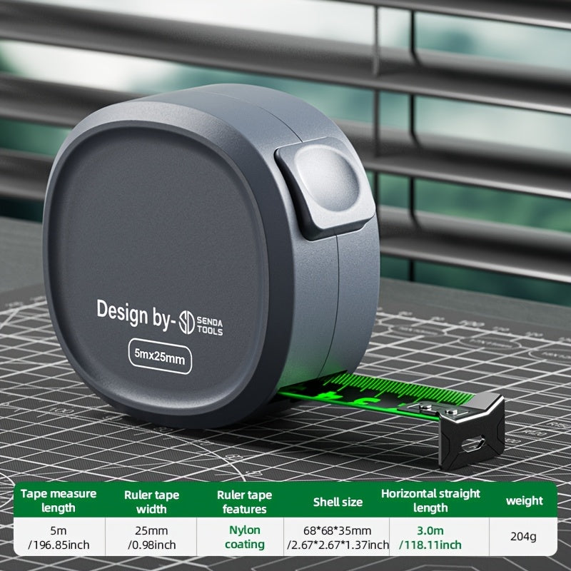 Digital Tape Measure Waterproof ABS Self-Locking Fluorescent Green 5 7.5 10.1 Meter