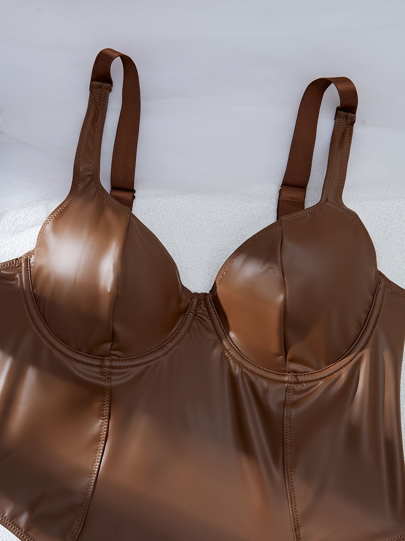 Women's Khaki Deep V Neck Body Suit with Stretch Fabric