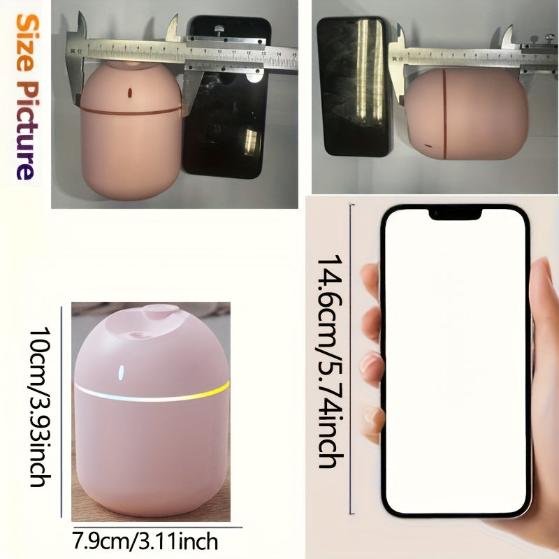 Мини-увлажнитель воздуха с USB, портативный, с 3 цветными ночными огнями, бесшумная работа для спальни, стола, автомобиля