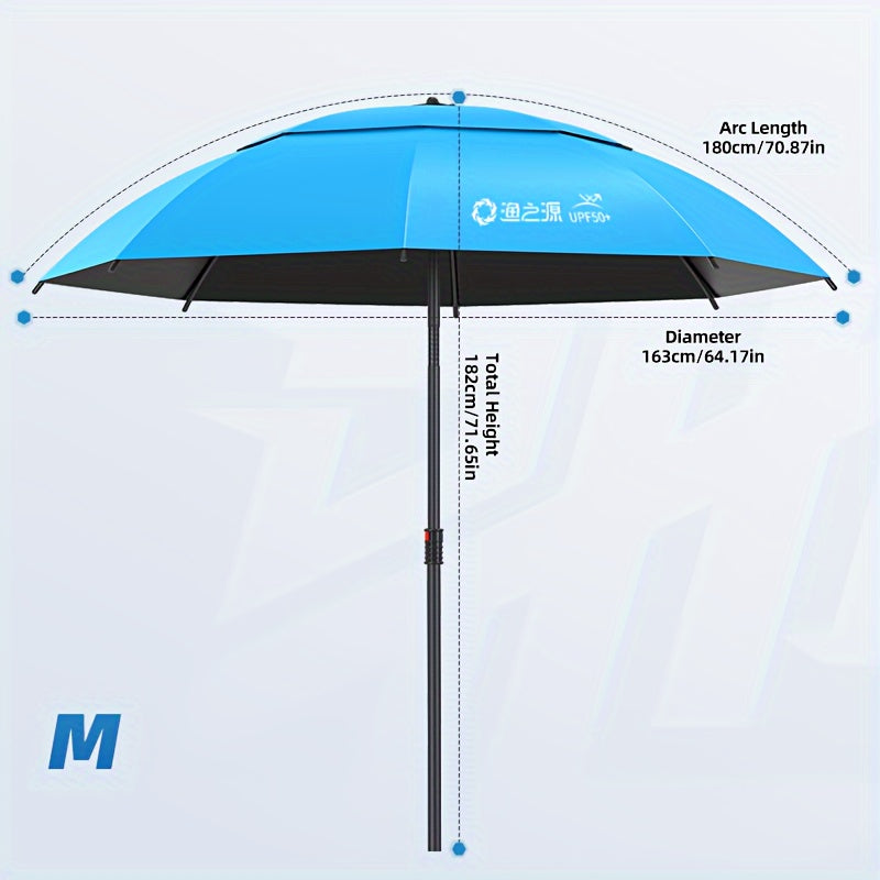 Fishing Umbrella Portable Durable with Fixed Ground Plug for Multiple Terrains Blue