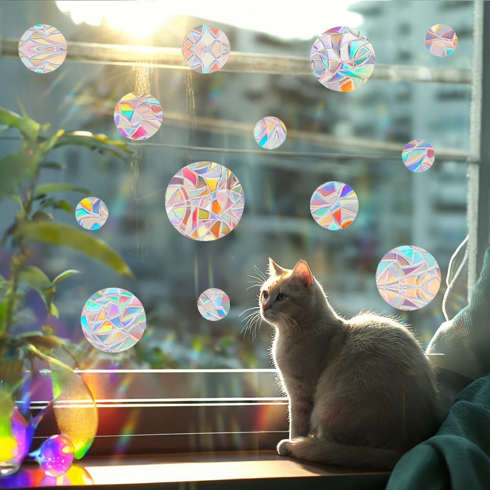 Rainbow Sun Catcher Window Film Set of Round Static Cling Decals 16mil Thickness