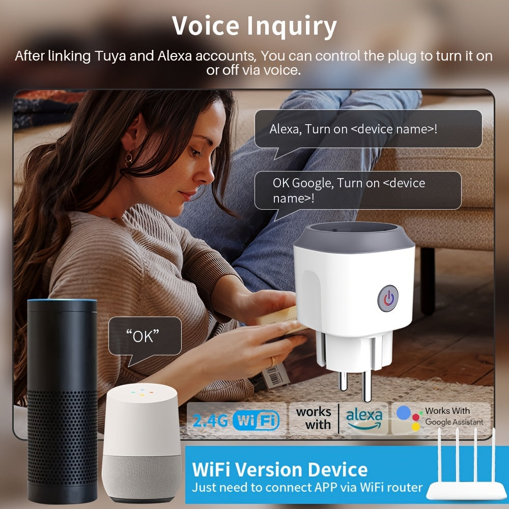 WiFi Smart Plug European Standard App Voice Control Power Monitoring 110V 220V