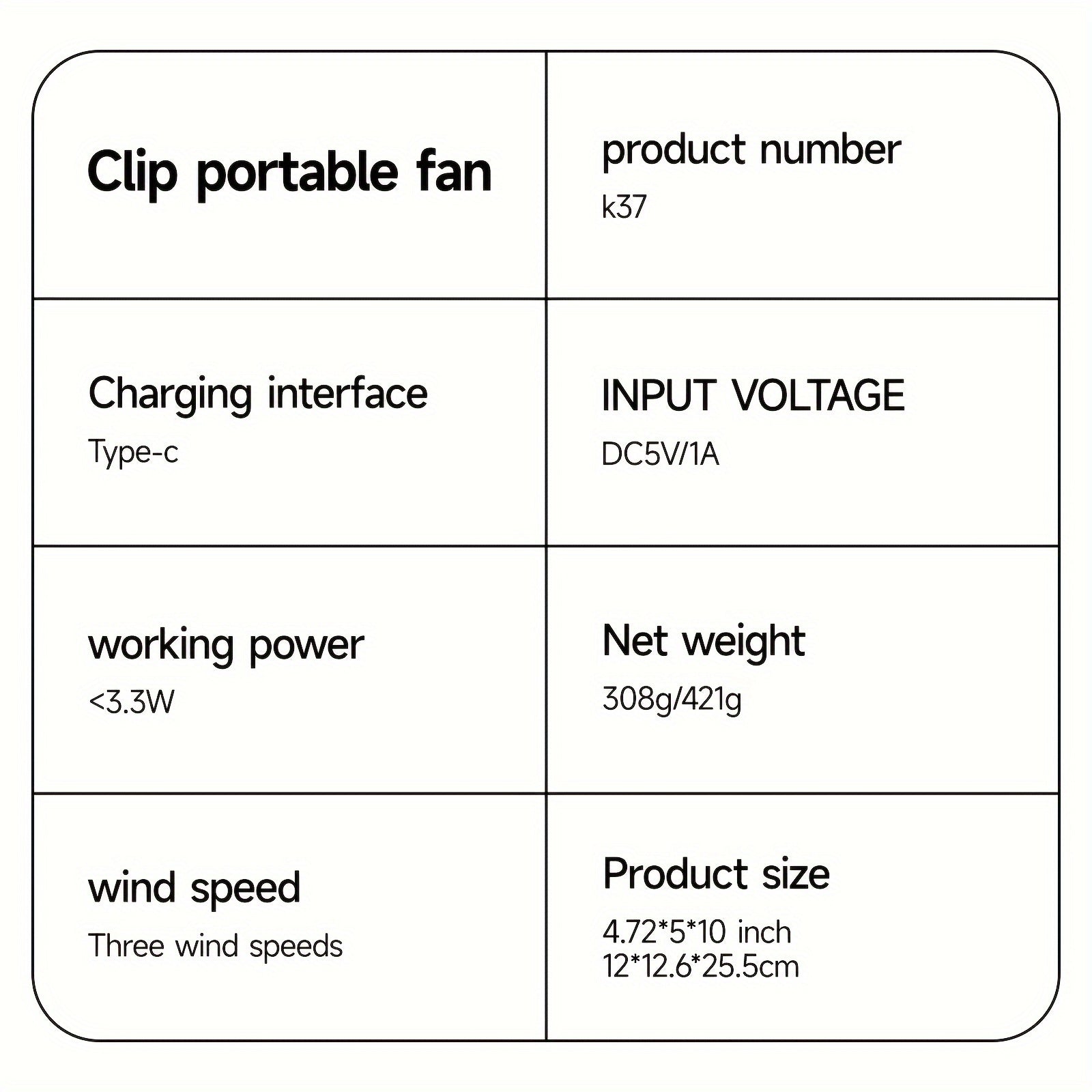 Portativ Clip-On Ventilyator, Mobil Telefon Uskunasi bilan, Qayta Zaryadlanadigan 2000mAh Batareya, 3 Shamol Tezligi, 180° Aylanish, Stol yoki Devorga Osish uchun Qisqa Egiluvchan Dizayn, Mustahkam Plastik Materiallar