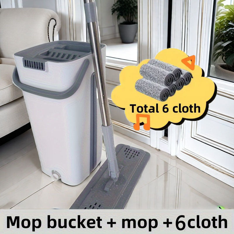 1 Qoʻlga olingan tekis mopu toʻplami, uzoq tutqichi bilan, yogʻoch, parket, plitka pollari uchun ikki tomonlama aylanuvchi mop, mustahkam plastikdan tayyorlangan, yashash xonasi, yotoqxona, hammom va oshxona tozalash uchun mukammal.