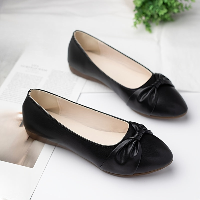 Women's Casual Bow Flats Slip-On Pointed Toe Shoes Polyurethane Foam Insole
