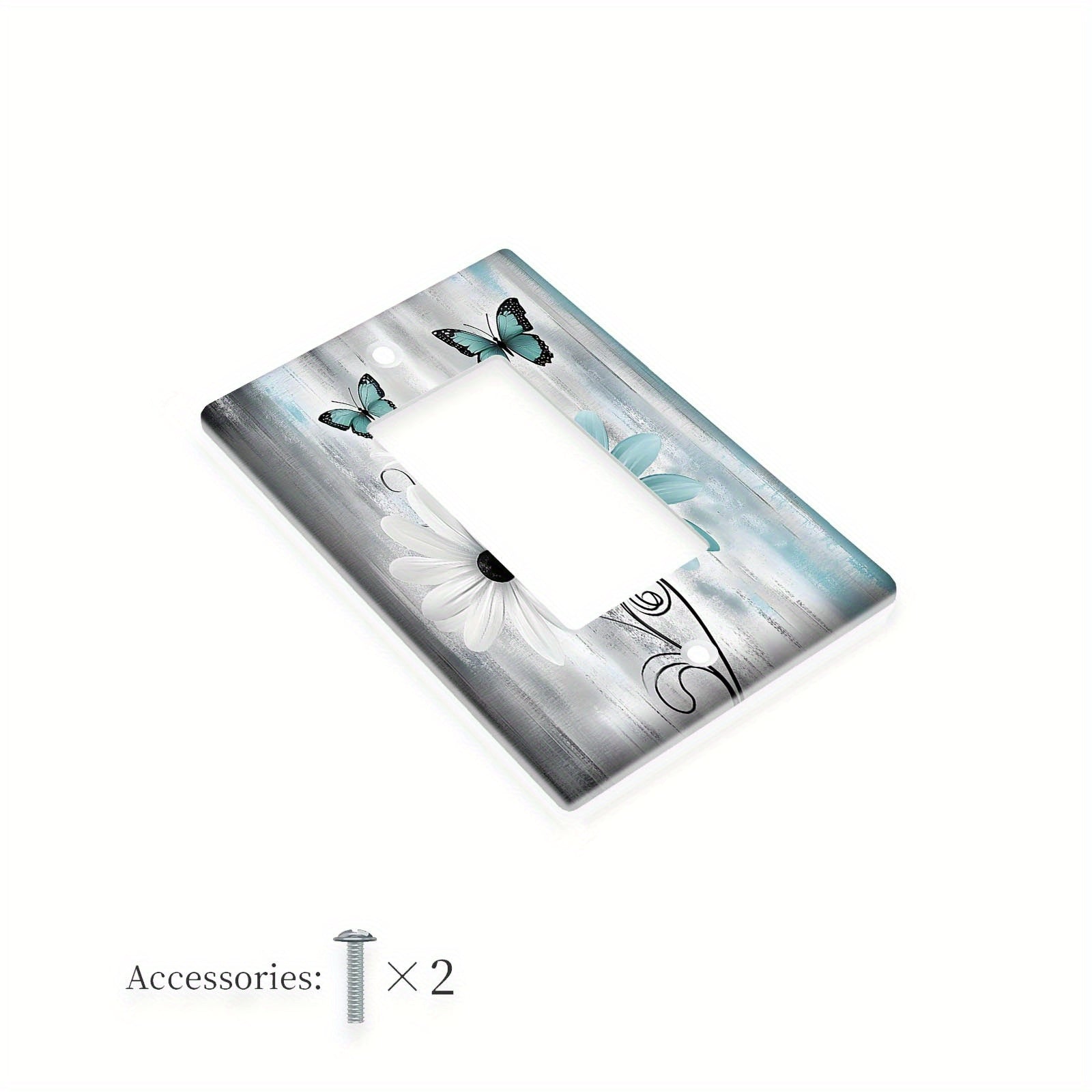 Teal Daisy and Butterfly Light Switch Cover Farmhouse Style Easy to Install 1 or 2 Gang