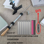 GT Kitchen Tool Accessories Fixed Angle Sharpener with Fine Sharpening Stone - Black