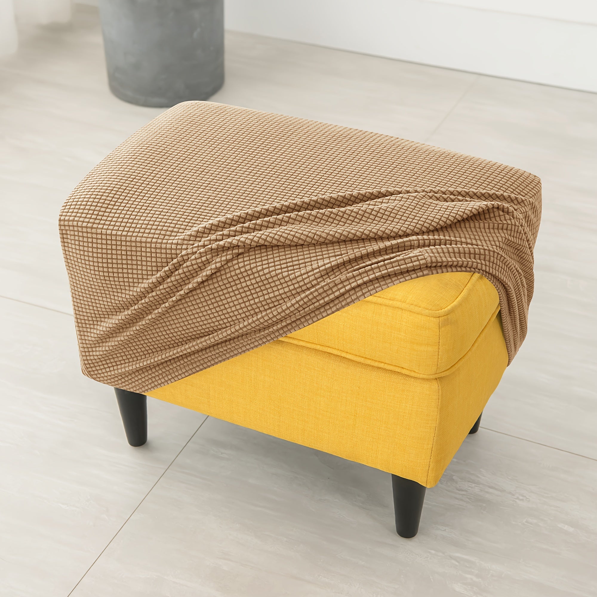 Set of Three Corn Grain Tiger Stools with Footrest