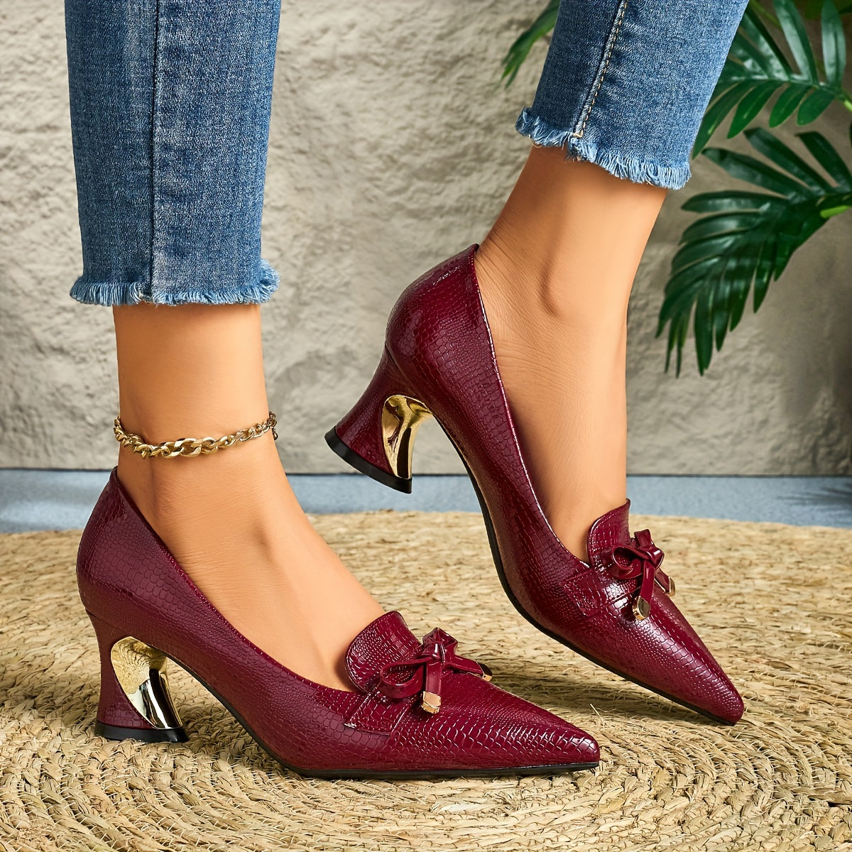 Women's Casual High Heels Thick Heel Autumn Winter Comfortable Black