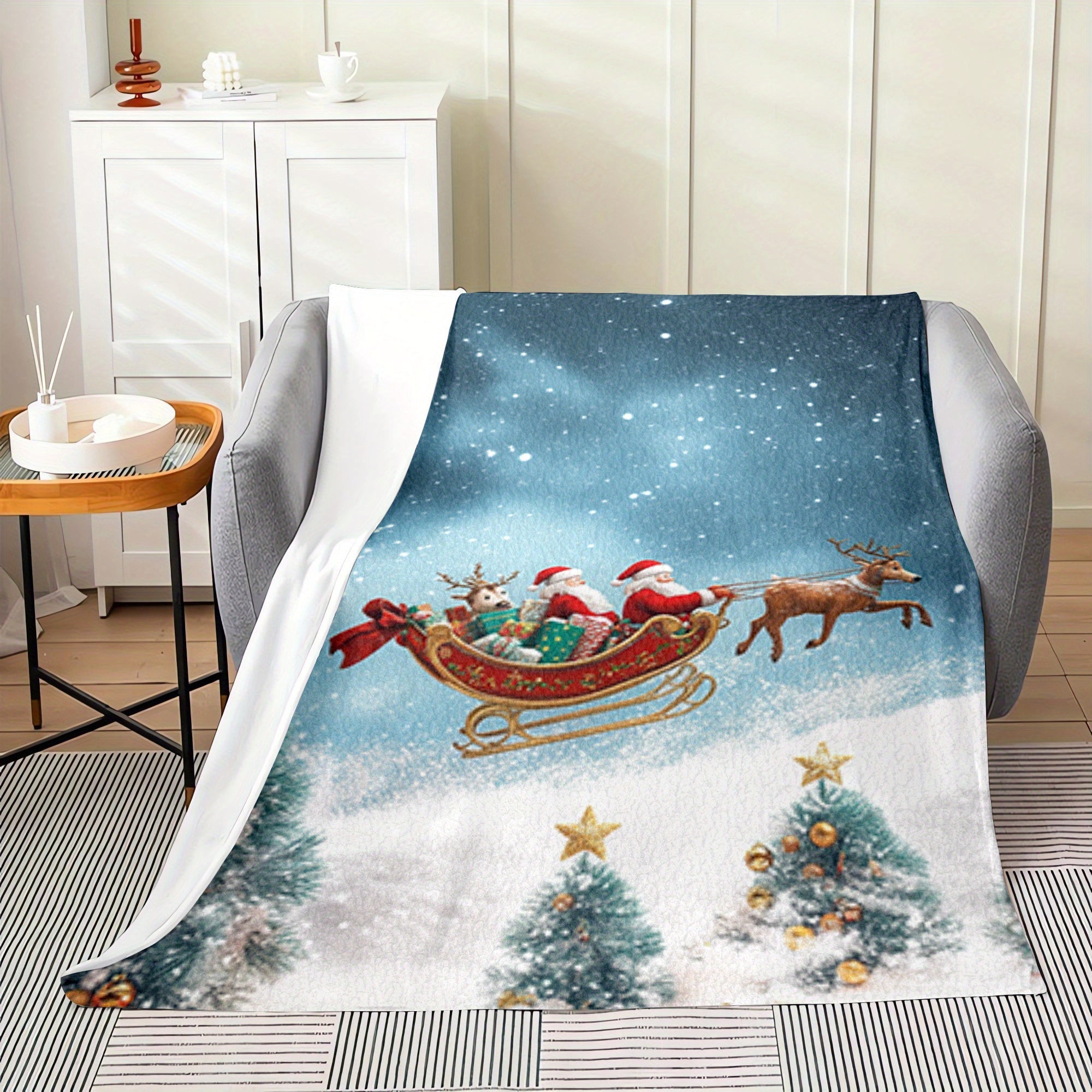 Digital Print Flannel Throw Blanket Soft Warm Quilted Bedding for All Seasons