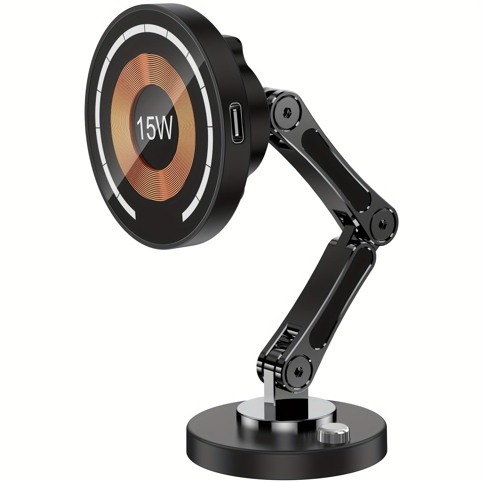 Wireless Car Phone Charger 15W Magnetic Wireless Charger 360° Rotation Telescopic Angle for Apple Phones
