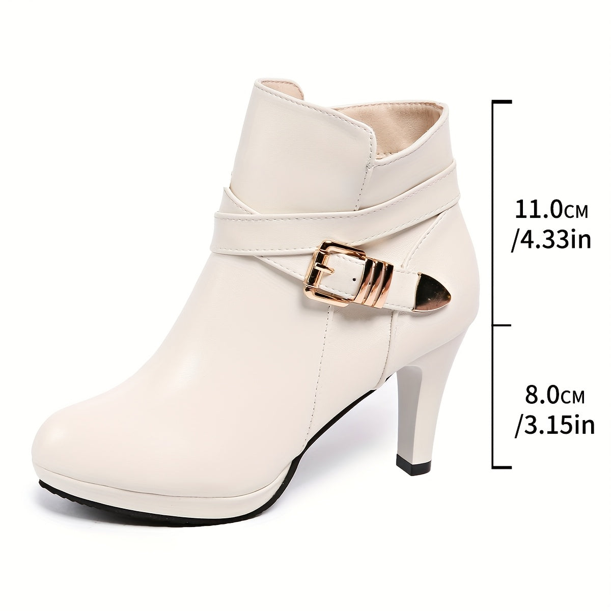 Women's Mid-Calf Leather Boots Chunky Heel Black White All-Season