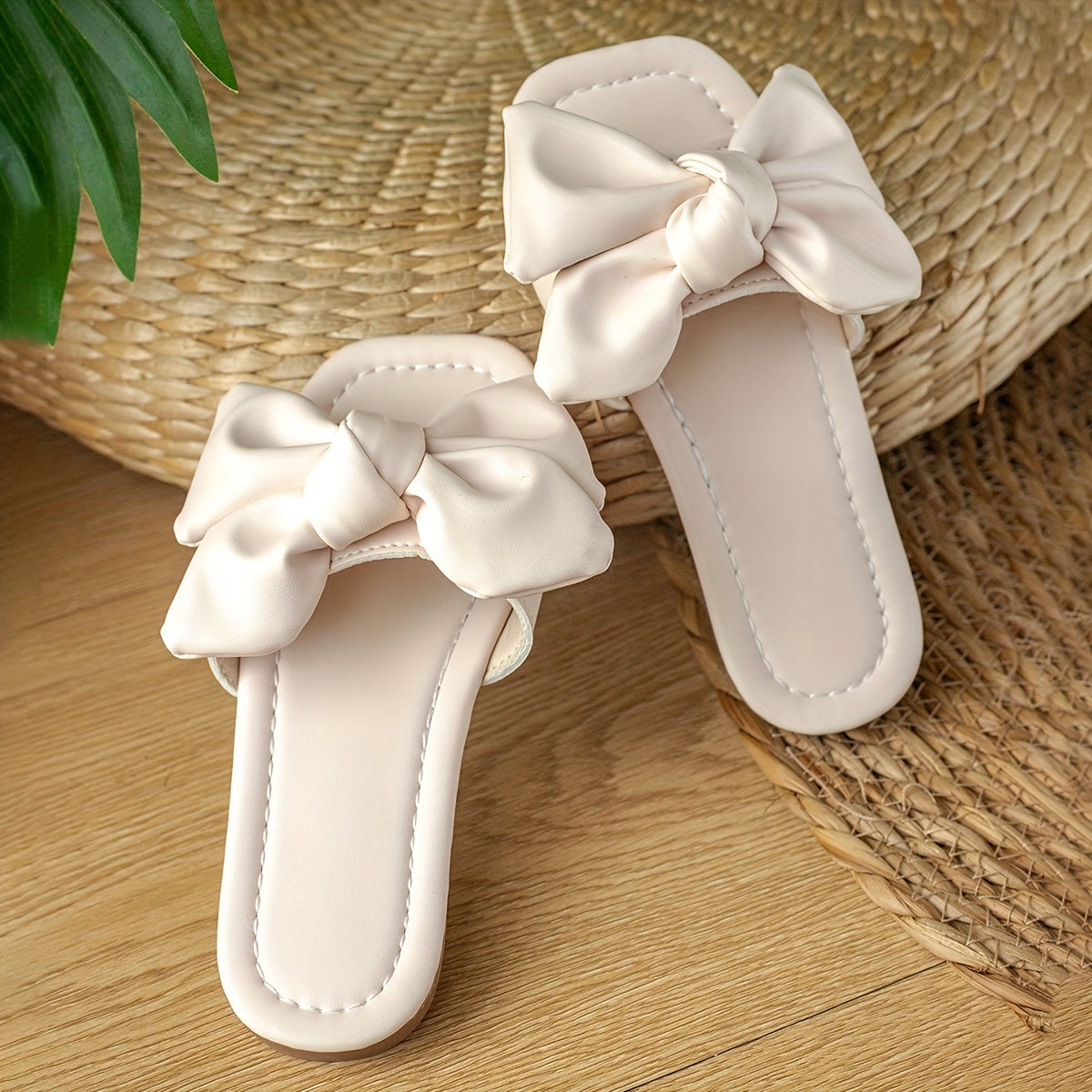 Girls' Slippers with Bowknot Solid Color Indoor Outdoor PU TPR Lightweight