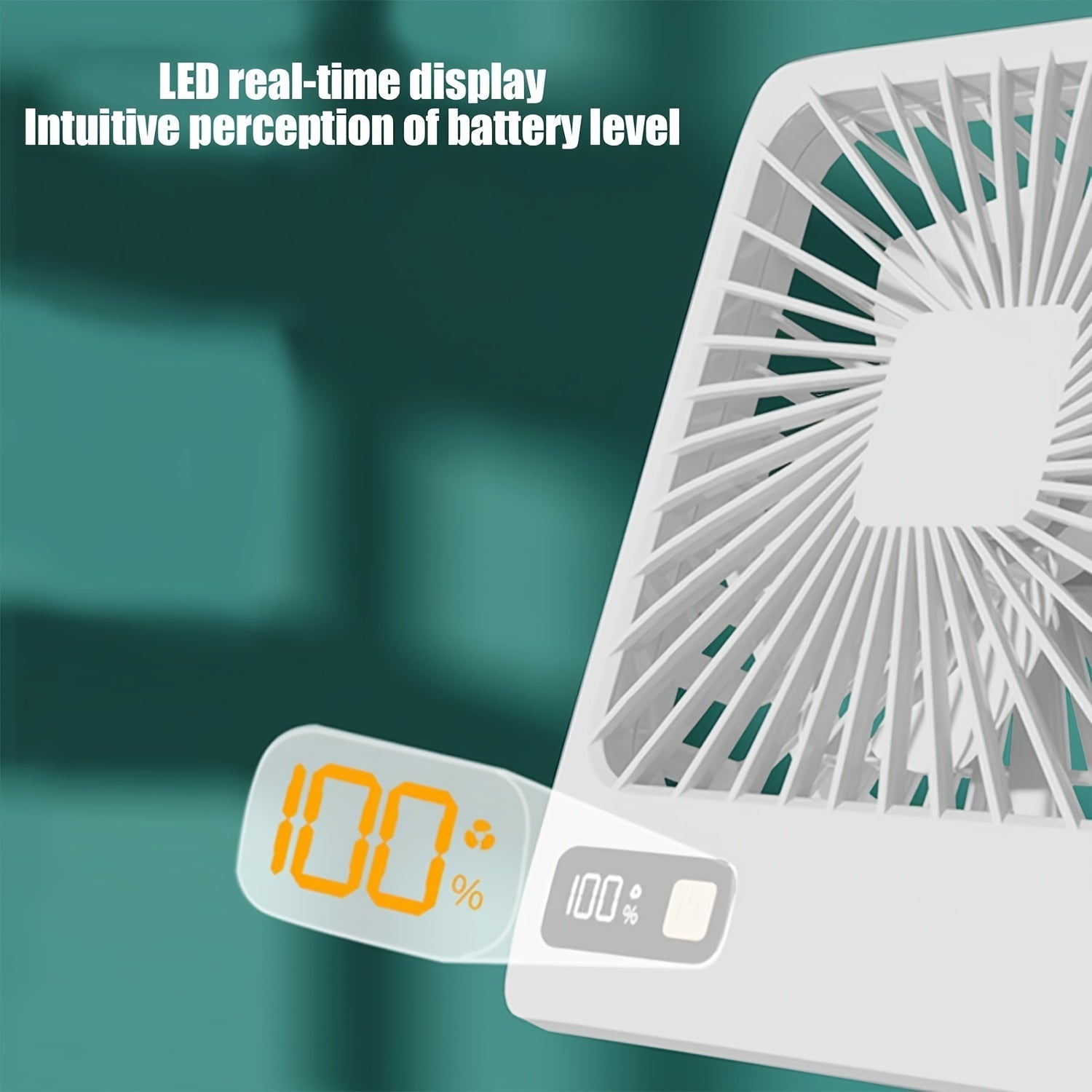 Portable Battery-Powered Desk Fan with 180° Tilt, 5-Speed, USB Charging