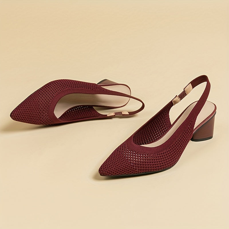 Ayollar uchun chunky tovonli to'qilgan sandallar, mustahkam rangli uchburchak barmoq, elastik tasma va havo o'tkazuvchi orqa dizayn bilan.