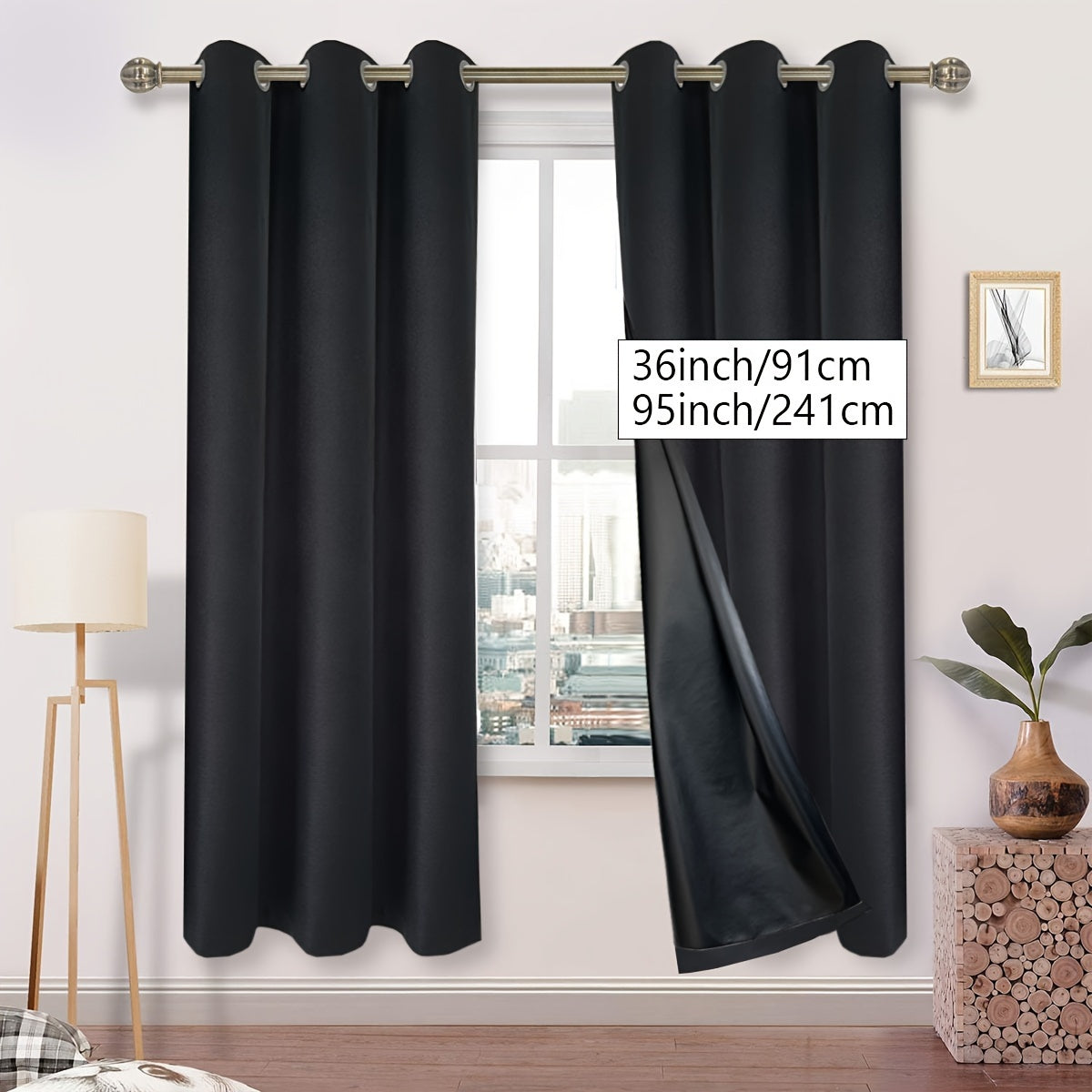 Blackout Faux Linen Textured Curtains Grommet Top for Bedroom Living Room