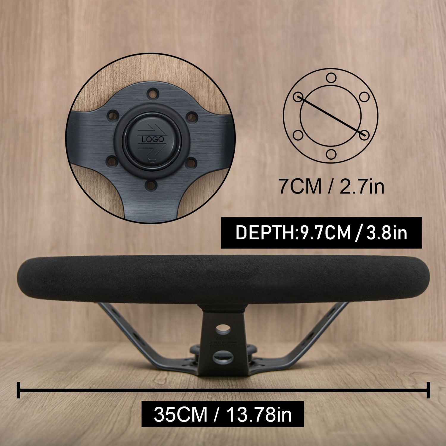 Qora 350mm poyga roli drifting sintetik charmash | Ergonomik tutqich