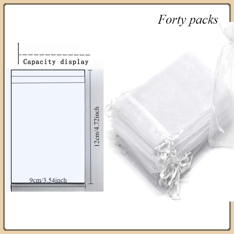 40 High-Quality Sheer Organza Drawstring Bags for Party Favors Jewelry Packaging