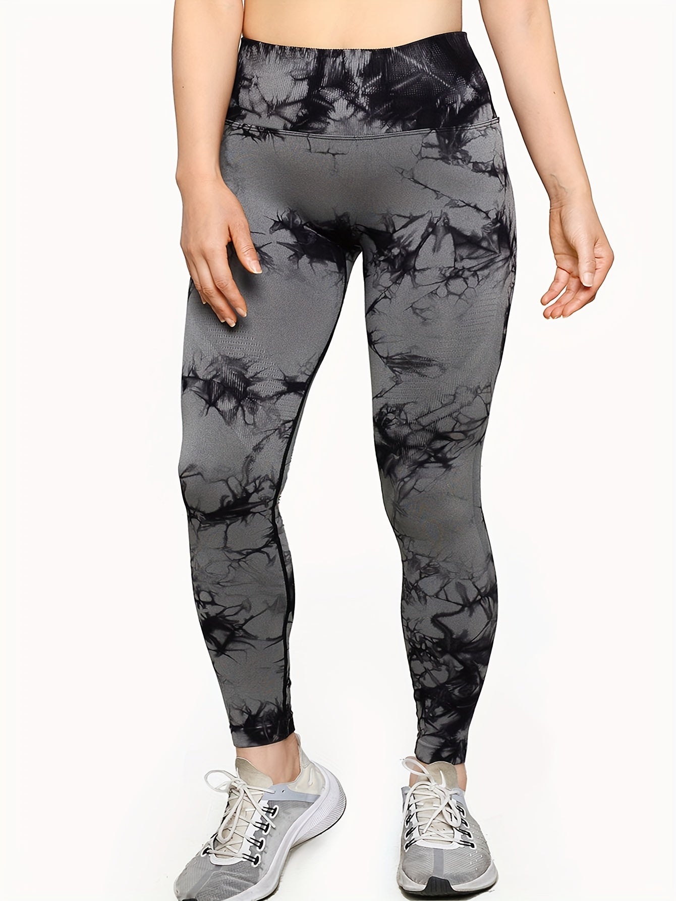 Women's Plus Size Tie Dye High Waist Yoga Pants with Stretch and Absorbent Fabric