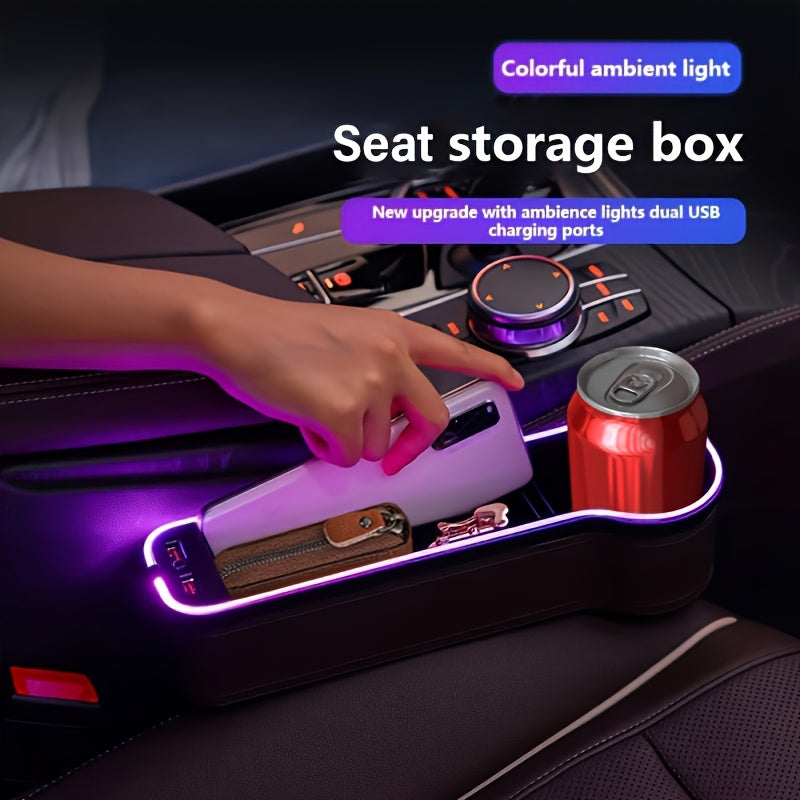 Car Interior Storage Box ABS Resin with Phone Holder and Ambient Lighting