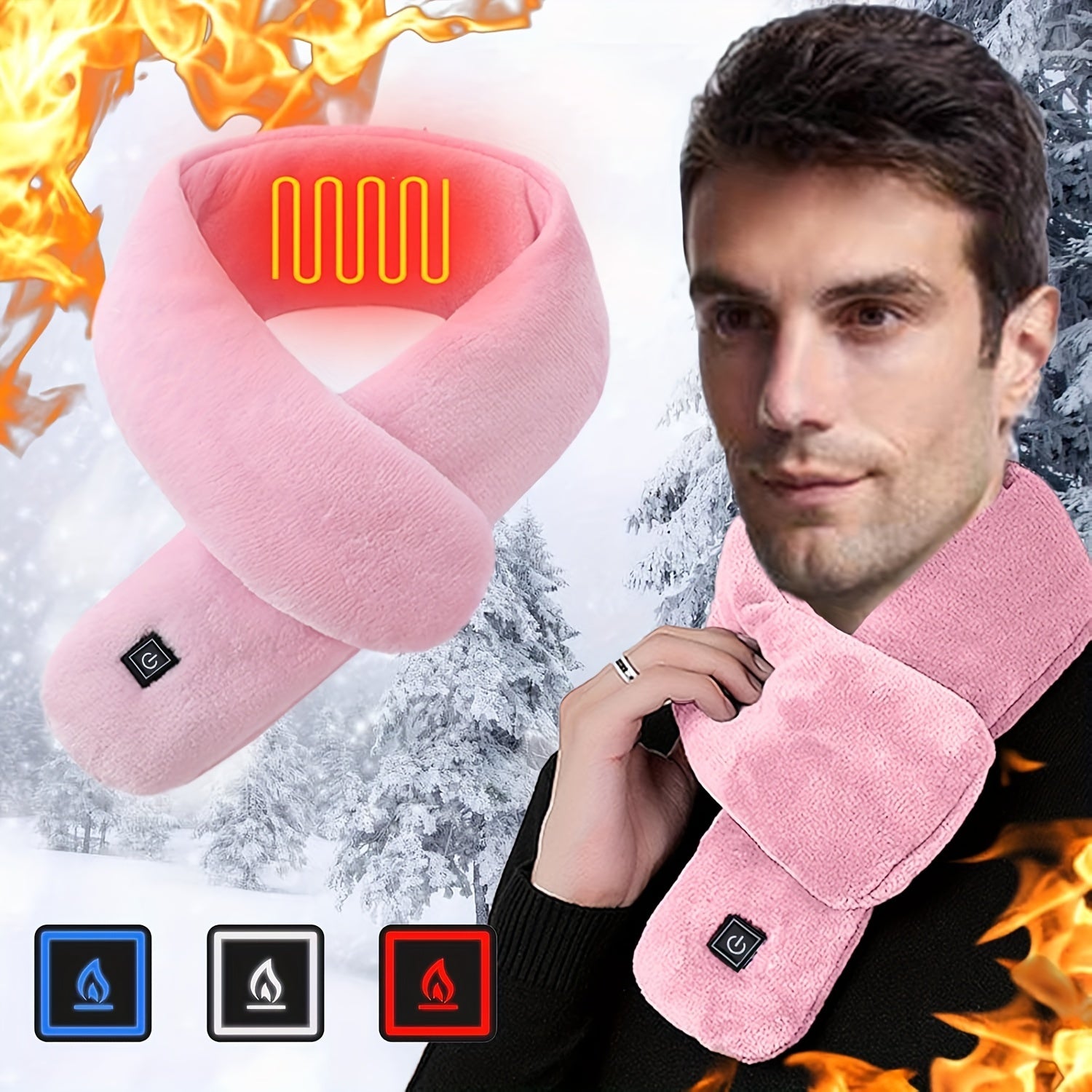 Uniseks Qizil Isitgichli Sharf, 3 darajali harorat nazorati va yuviladigan bo‘ynini isituvchi