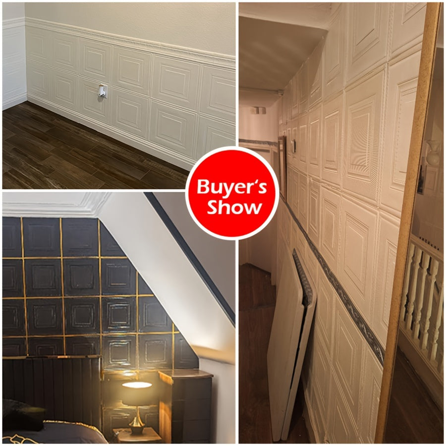 Self-Adhesive 3D Wall Stickers Set for Living Room Decoration and Wall Protection 35x35cm