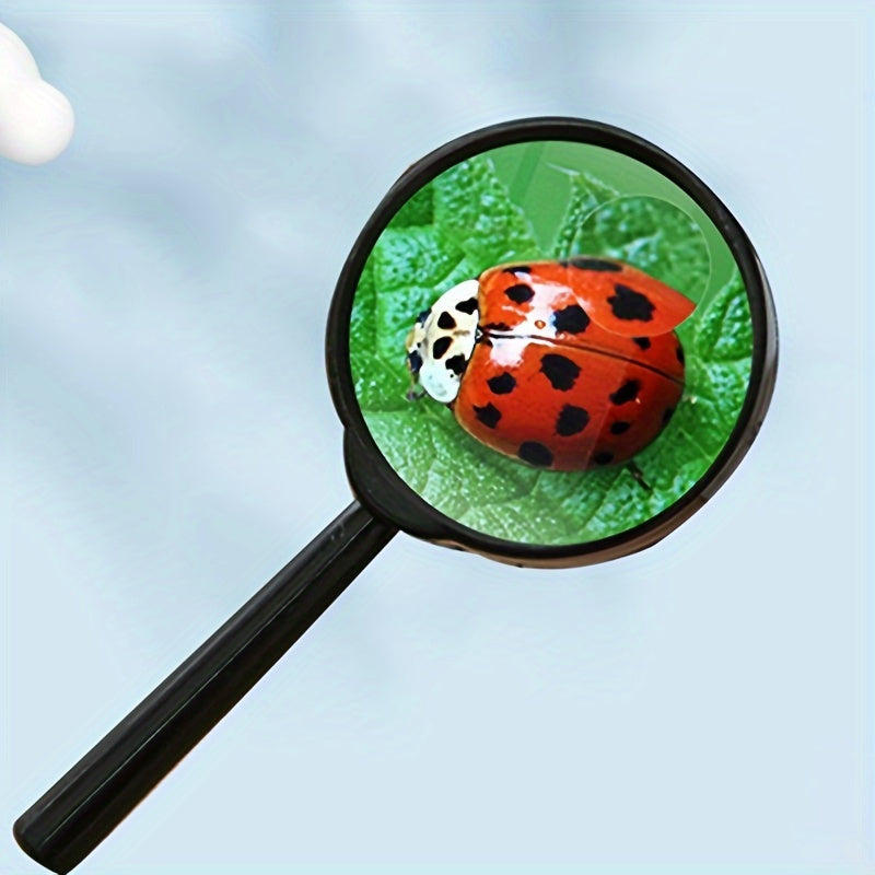 Карманное лупа пластиковкая ручка акрил бензоль прозрачное стекло черный 50мм