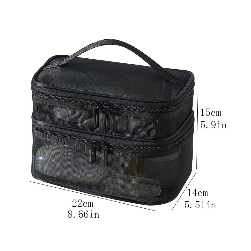 Travel Cosmetic Bag Large Capacity Mesh Makeup Organizer with Handle