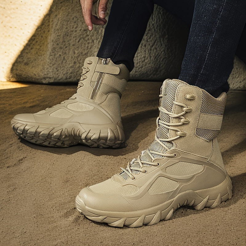 Hamma mavsumlar uchun nafas oladigan, mustahkam erkaklar uchun yuqori bo'yli piyoda yurish botinkalari, suv o'tkazmaydigan kauchukdan.